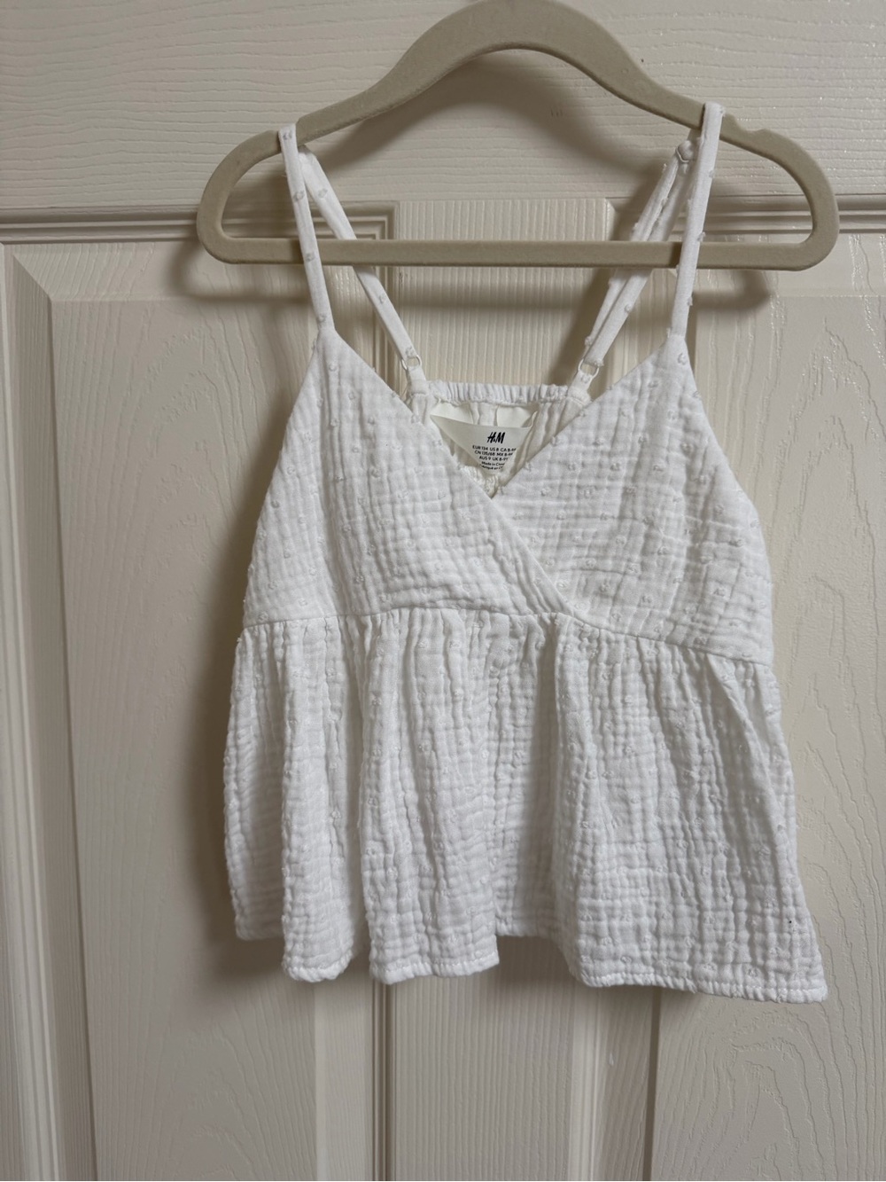 H&M White Gauze Peplum Cami Kids Top